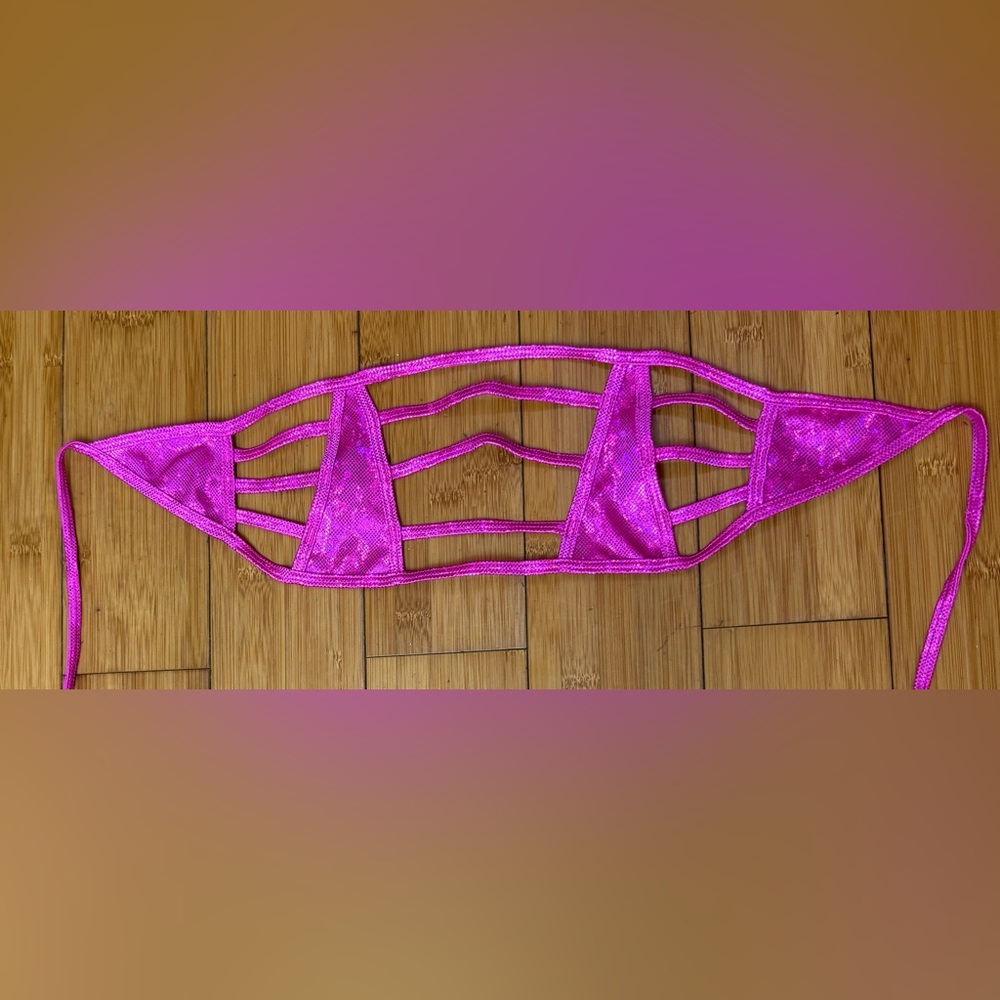 Pink Strappy Bikini Top